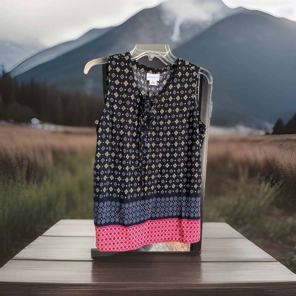 Liz Claiborne Women’s Medium Sleeveless Geometric Top Multi Excellent Condition